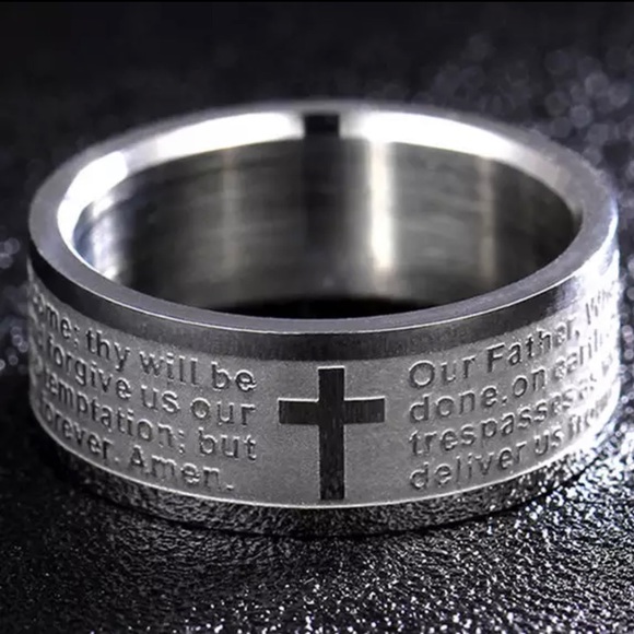🦋4 for $20, or as marked. NWT- Stainless Steel Lords Prayer Ring - Picture 1 of 1